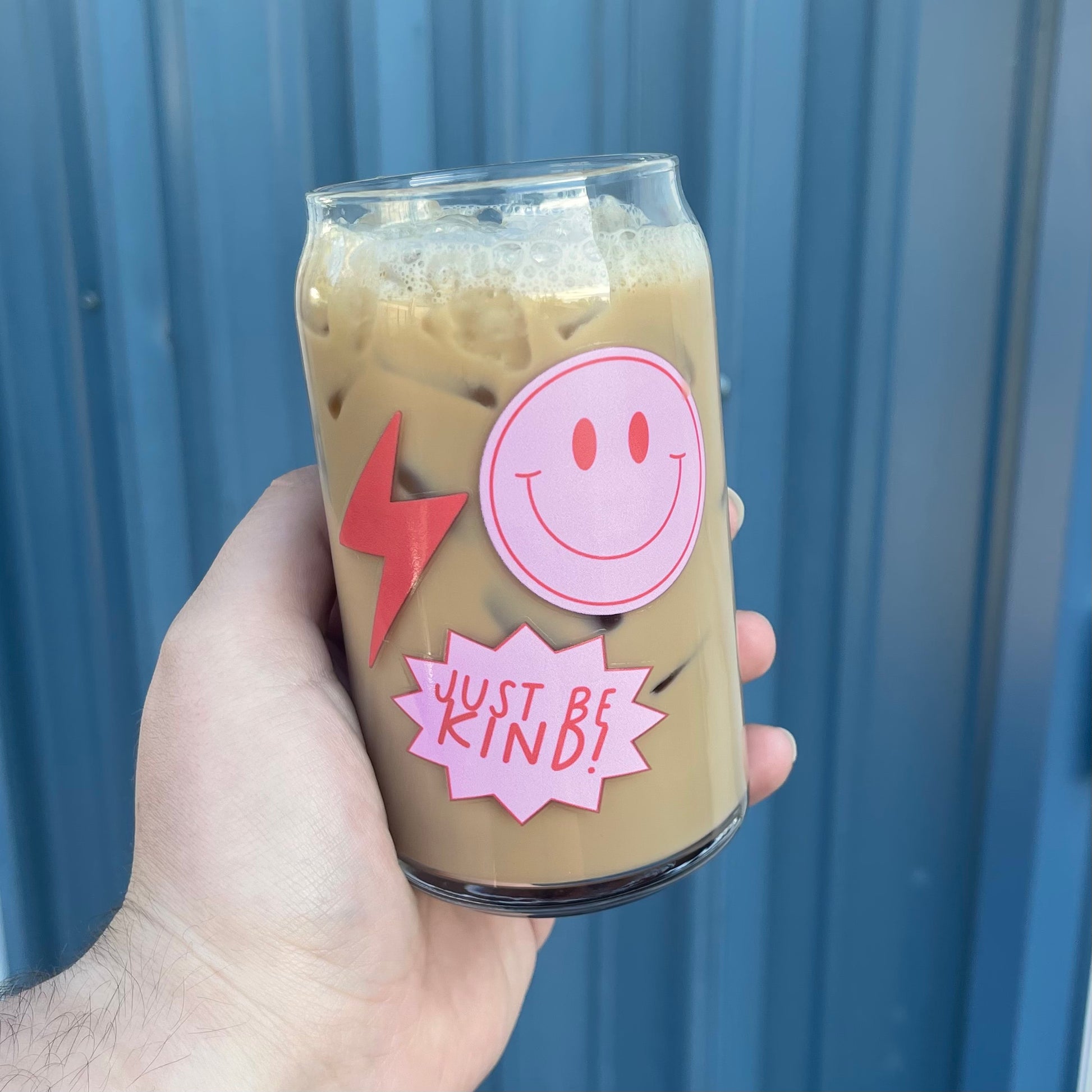 Glass Cup | Cute Glass Cup | Happy Quote | Iced Coffee Glass | Soda Can  Glass | Beer Can Glass | Aesthetic Glass Cup | Cup Of Happy Glass